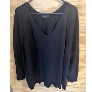 Women's Athleta Sweater 3x Black‎ Vneck Minimalist